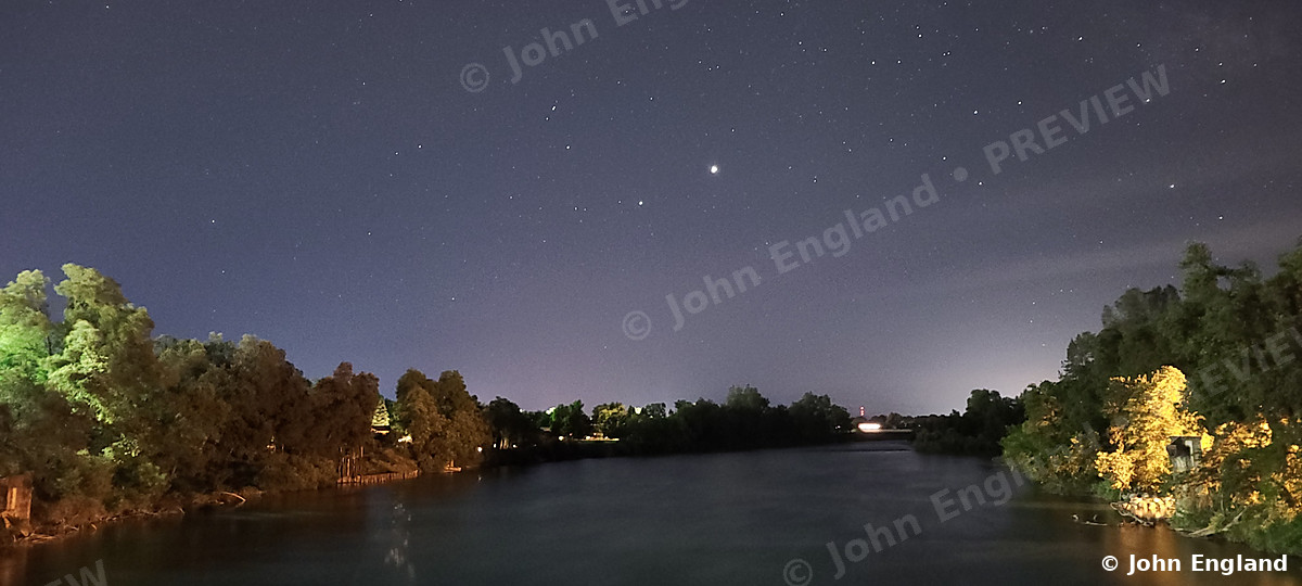 Jupiter and Saturn over the Sacramento River – Jupiter and Saturn over the Sacramento River, Redding, California, May 2020.