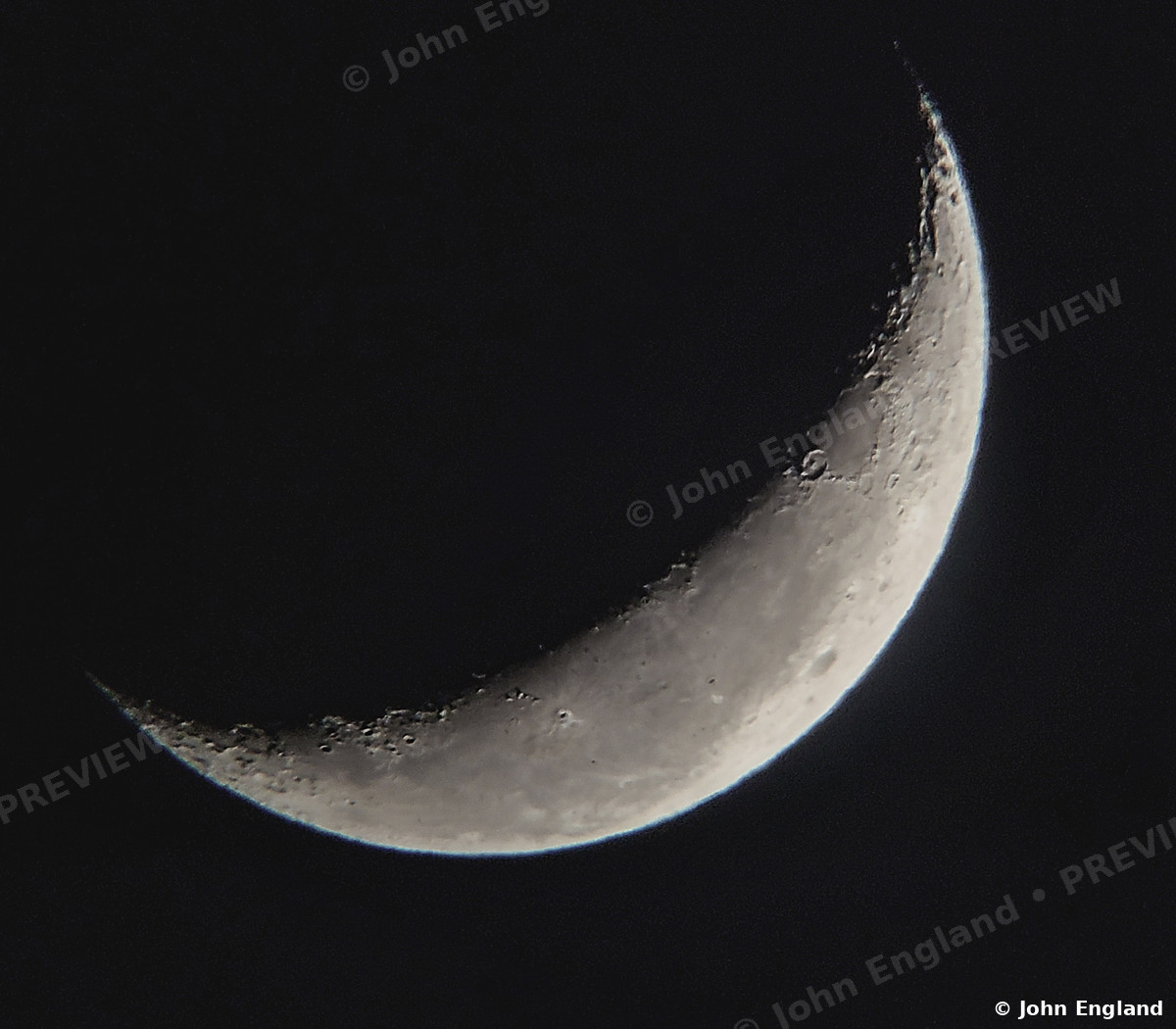 Thin Crescent Moon – Thin crescent moon, Shasta County, CA. June 2020. John England.