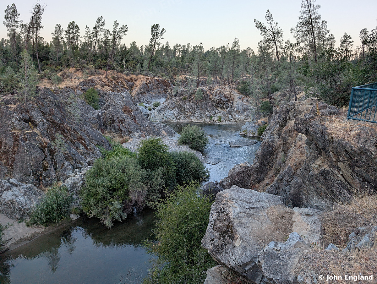 Clear Creek Gorge at Dawn – Rocky creek gorge at dawn along Clear Creek Road, Shasta County, CA.