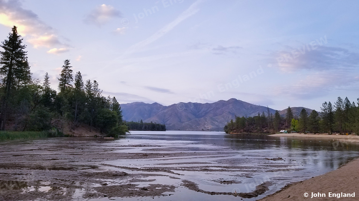 Whiskeytown at Dusk – Pine-lined Whiskeytown Lake at dusk, Whiskeytown National Recreation Area, California.
