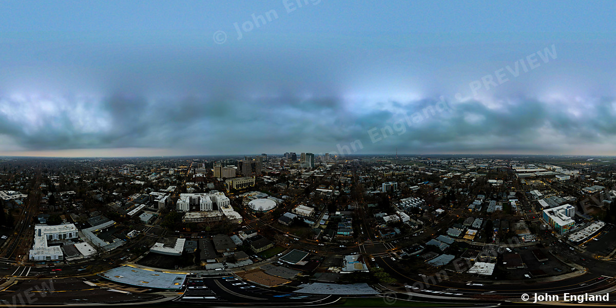 City Panorama Under Clouds – Aerial panorama under clouds.