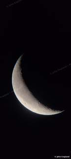 Broad Crescent Moon – Thick crescent moon on black, vertical.
