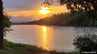 Golden River Sunset – Golden sunset over a river and mountains, Northern California, Jul 22, 2020.
