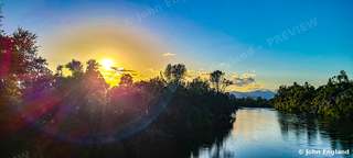River Sunburst – Sunburst over the Sacramento River, Redding, CA, May 20, 2020.
