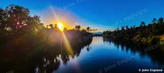 Sacramento River Sunstar – Sunstar over the Sacramento River, Redding, California.