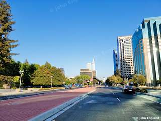 Downtown Sacramento Towers – Glass towers along a downtown Sacramento street, Sep 8, 2021.