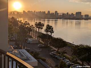 Harbor Sunrise – Sunrise across San Diego Bay from Harbor Island Drive.