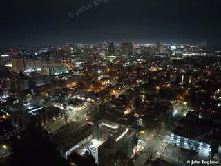 Midtown Lights from Above – Drone view of Midtown and downtown Sacramento lights at night, Dec 2021.