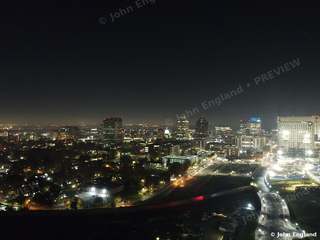 Railyards at Night – The Railyards and downtown Sacramento at night.