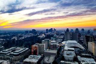 Sunset toward the Capitol – Sunset over downtown Sacramento toward the Capitol dome, Jan 13, 2022.