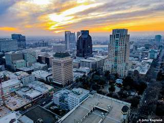 Towers at Sunset – Downtown Sacramento towers at sunset, Jan 13, 2022.