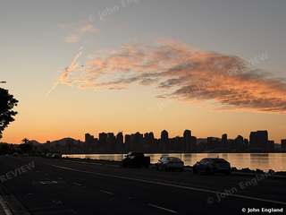 Pink Dawn Over San Diego Bay – Pink dawn over San Diego Bay from Shelter Island, CA. Mar 8, 2026. John England.